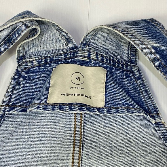 COTTON ON Blue Wash Demin Overalls Shorts Size 10 - Picture 11 of 13